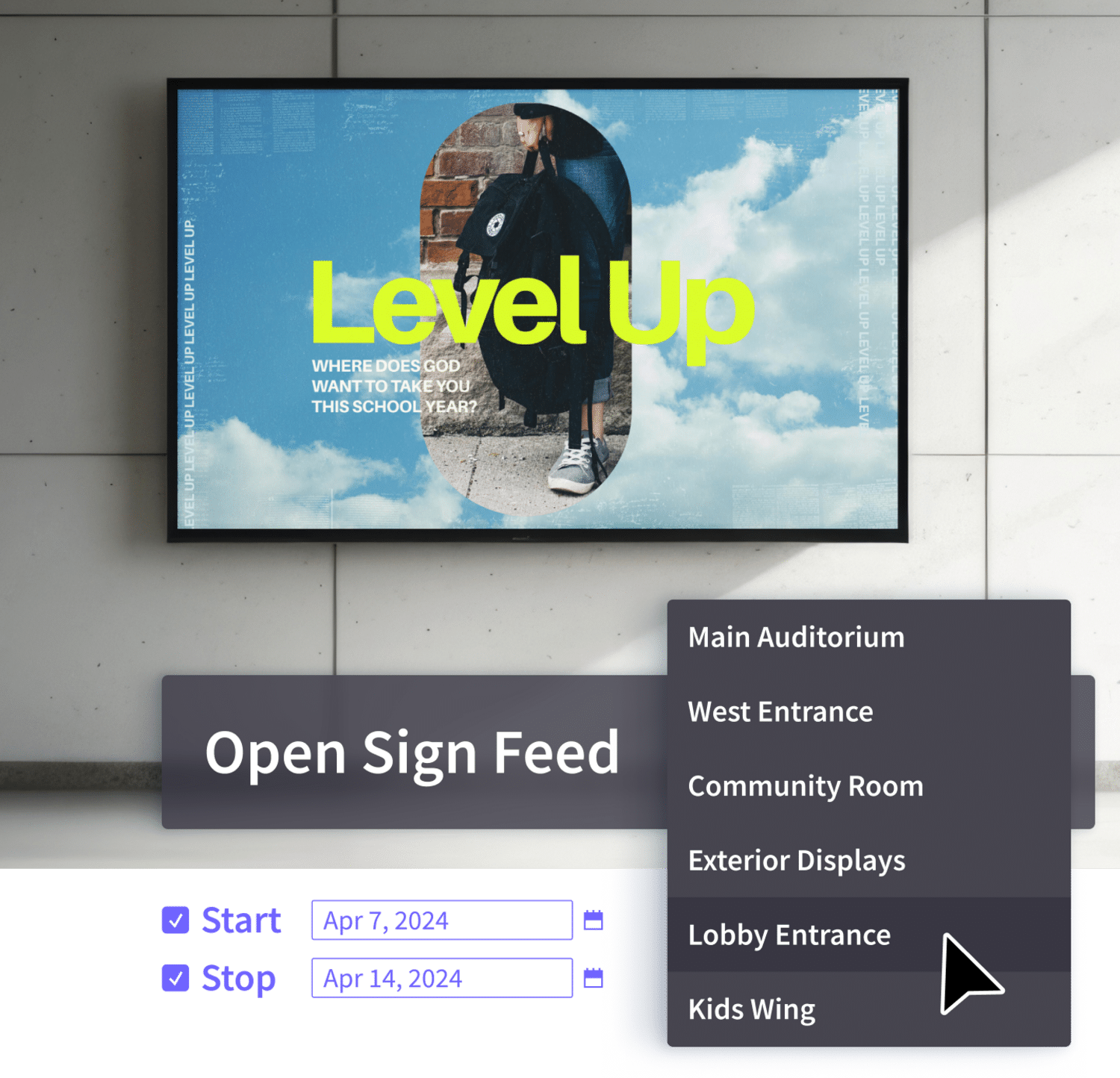 Digital Signage on church screens