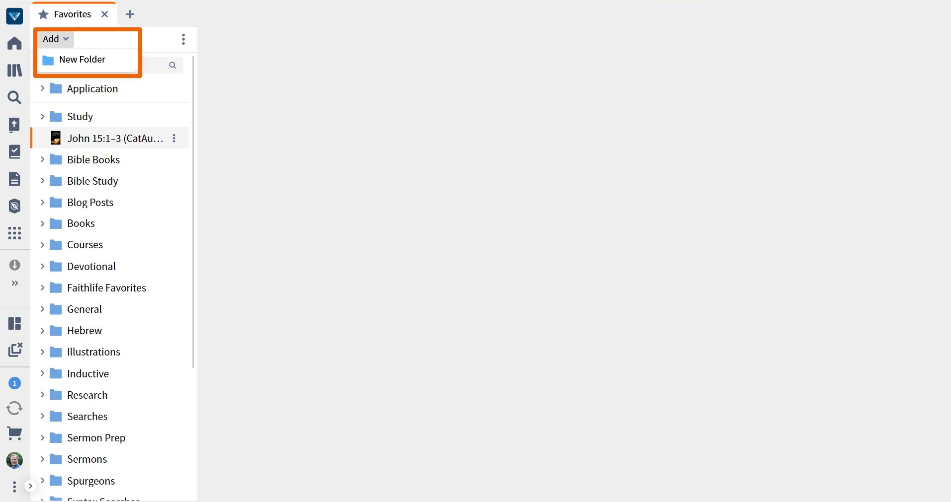 Add folder to favorites