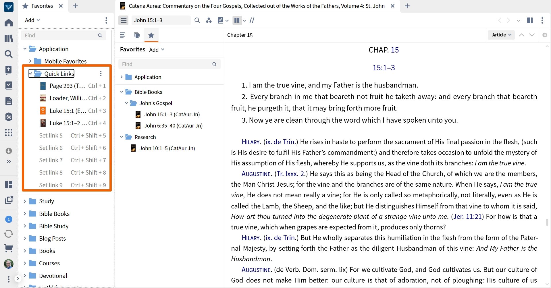 Favorites & Quick Links – Verbum Support