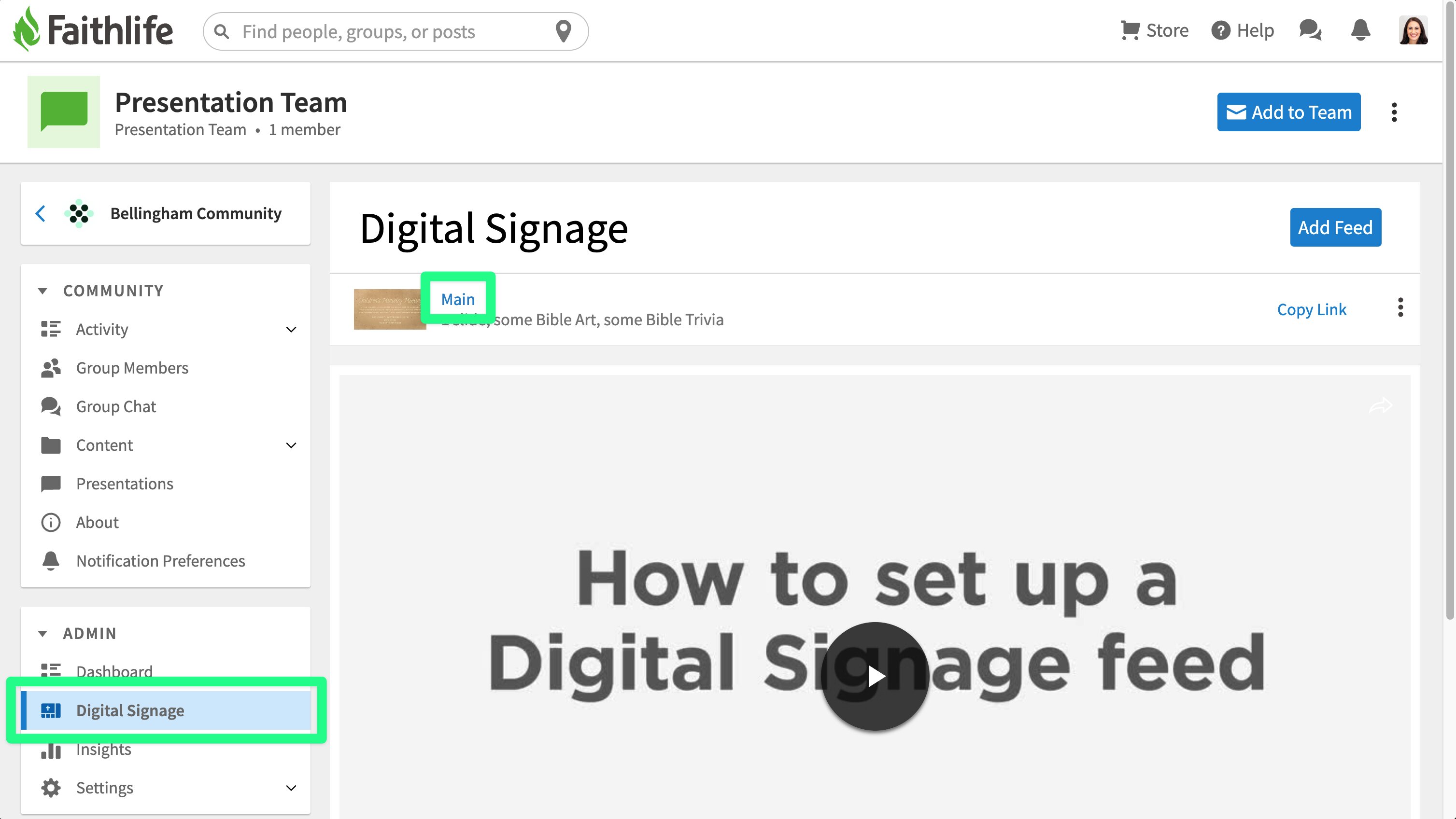 Open digital signage link from dashboard