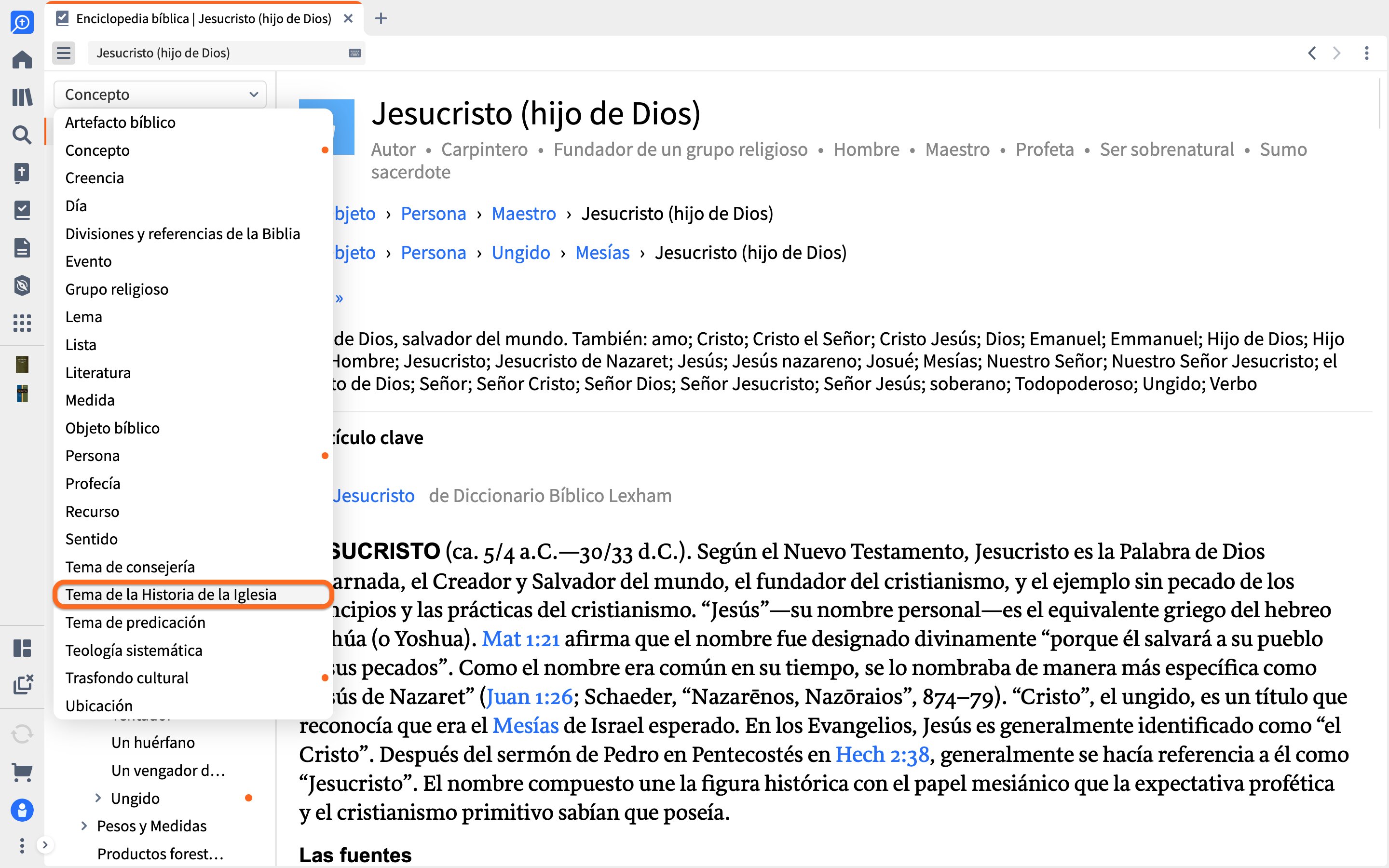 Seleccione el tema de la historia de la Iglesia