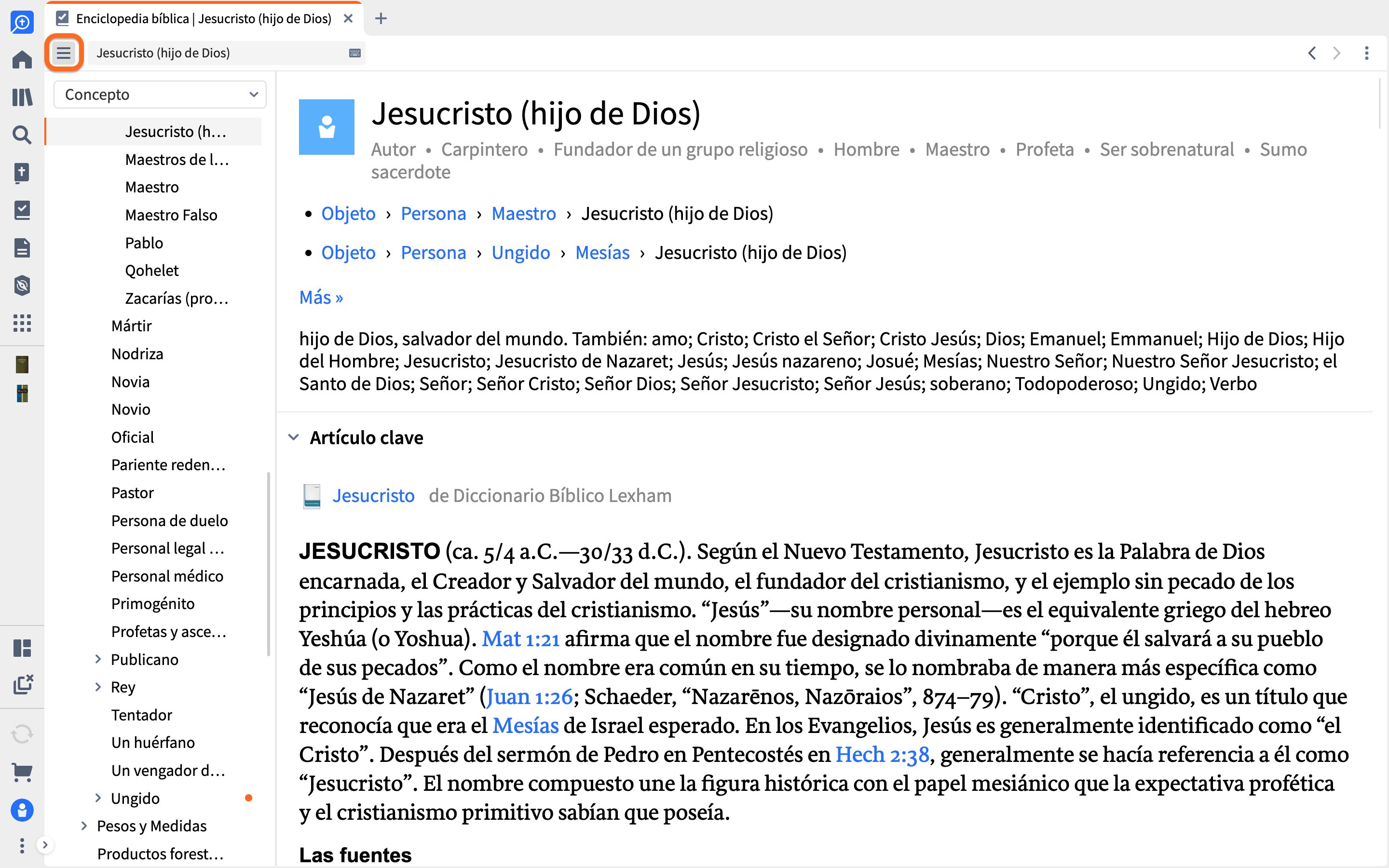 Abrir el menú de la Enciclopedia bíblica