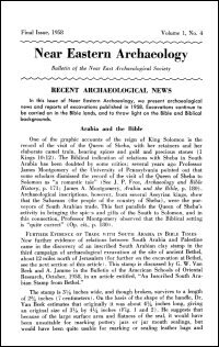 Near Eastern Archaeology: Bulletin of the Near East Archaeological Society, Vol. 1, No. 4, 1958