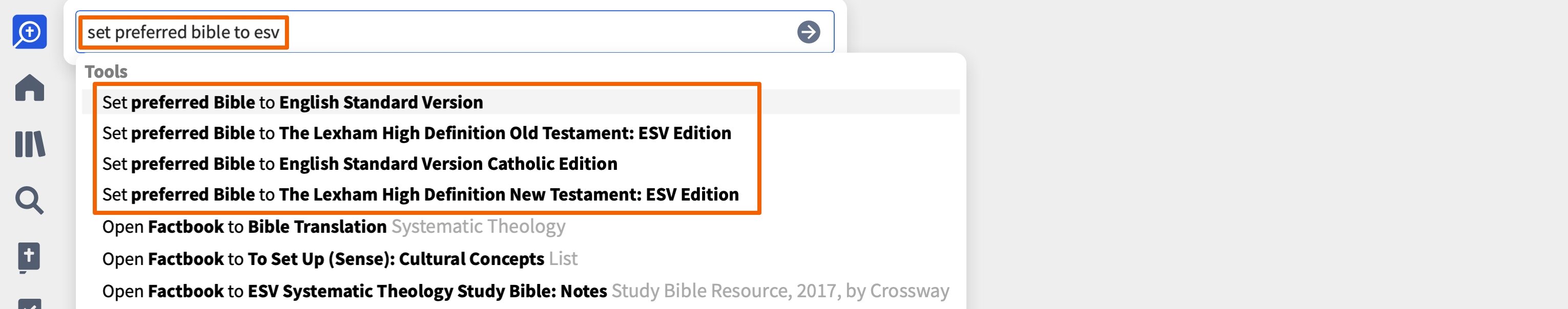 Set Preferred Bible From Command Box