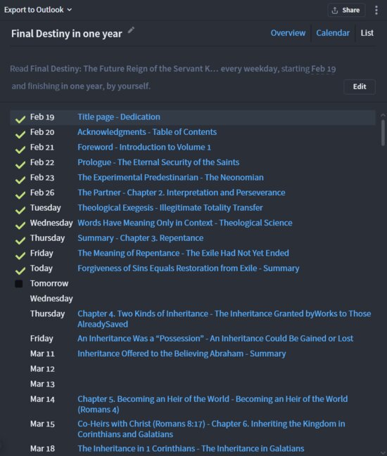 Reading Plan bug before and after