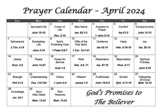 Prayer Calendar - April 2024
