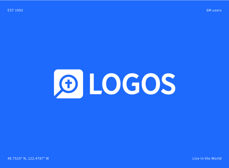 Logos blue stylized banner with logos logo in center