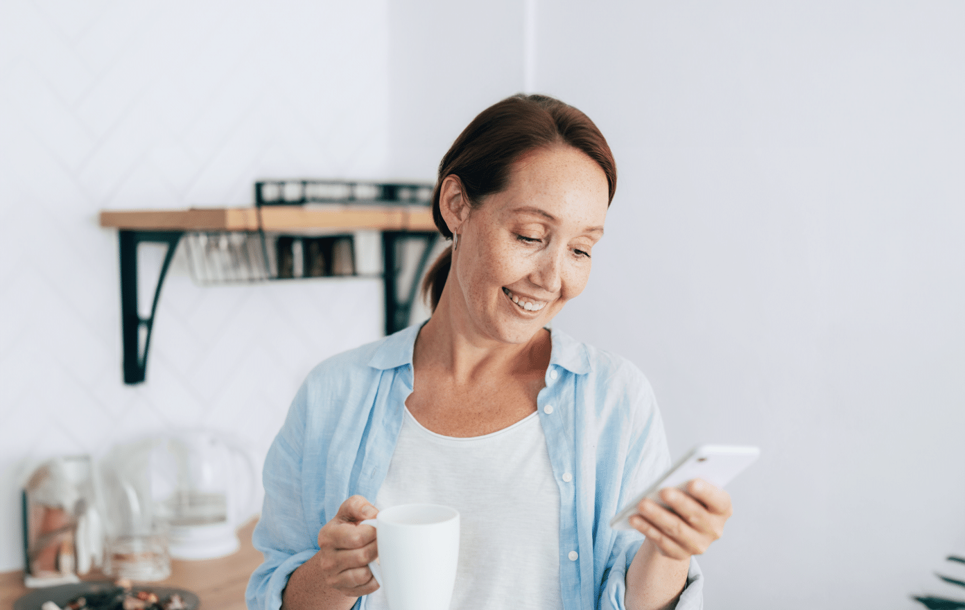 Woman looking at a phone