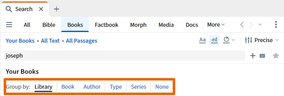 Books Search - Grouping Options