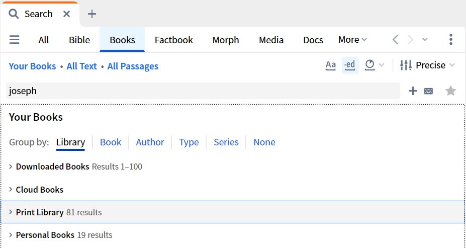 Books Search - Grouping By Library
