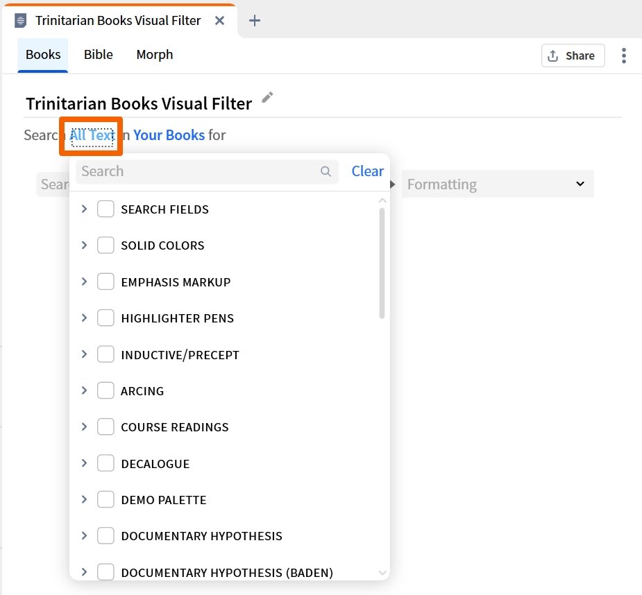 Visual Filter - Search Fields