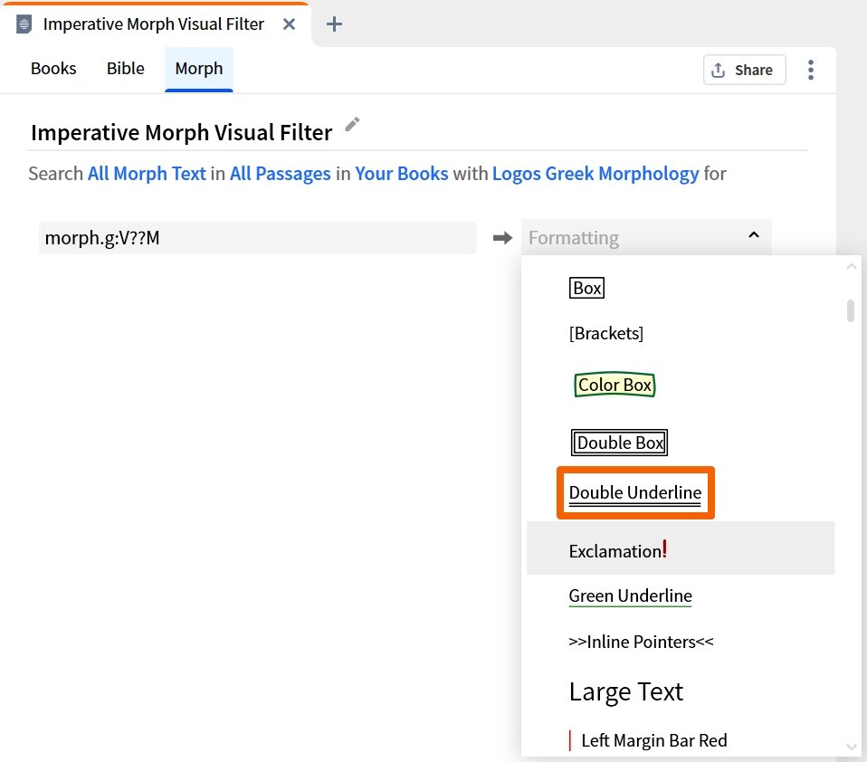 Visual Filter - Morph Type Select Formatting Option