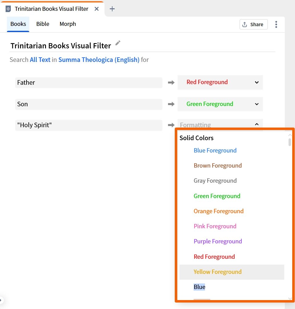Visual Filter - Books Type Summa Formatting