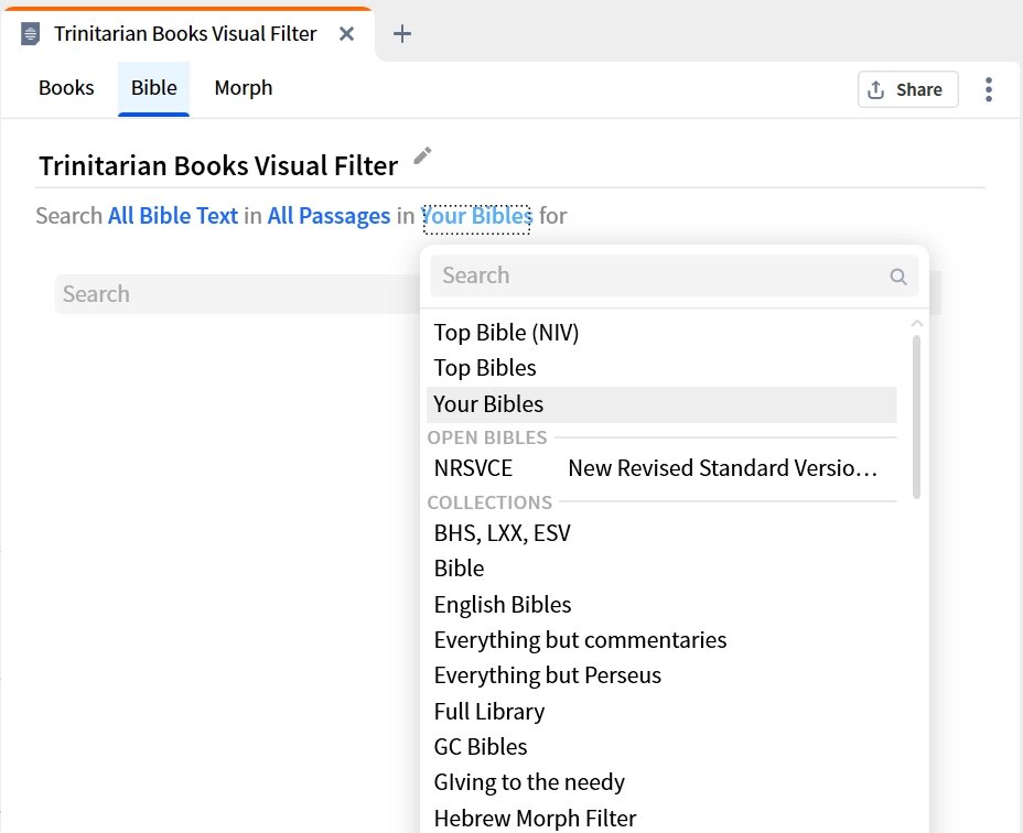 Visual Filter -Optionally Select Bible