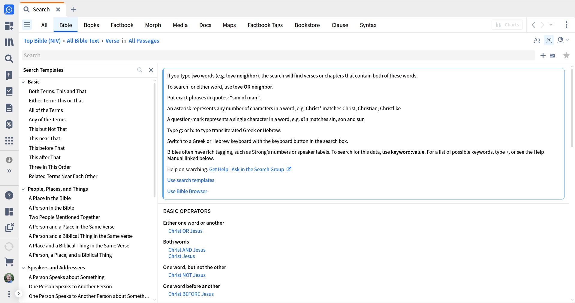 Logos Search Window