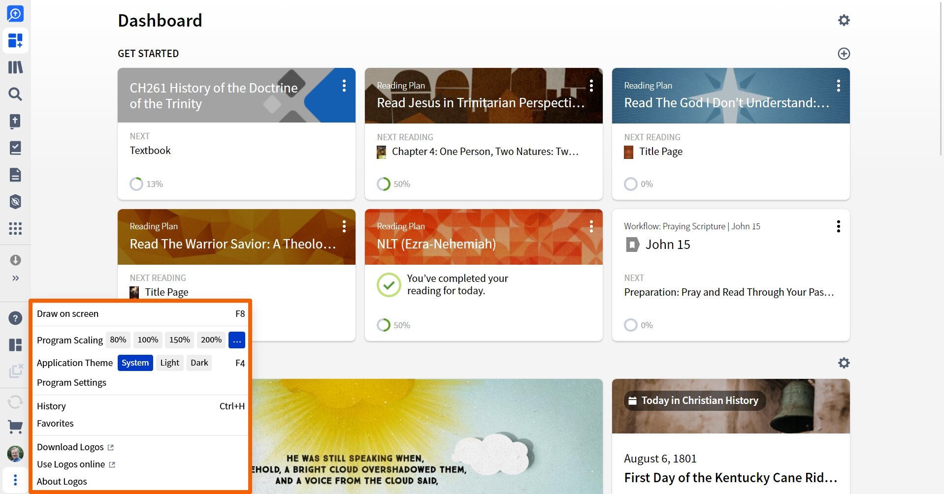 Logos Toolbar Menu