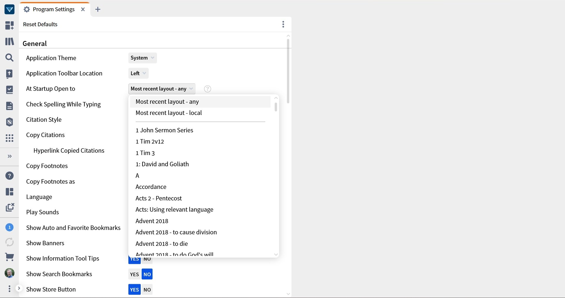 Open Verbum Layout At Startup
