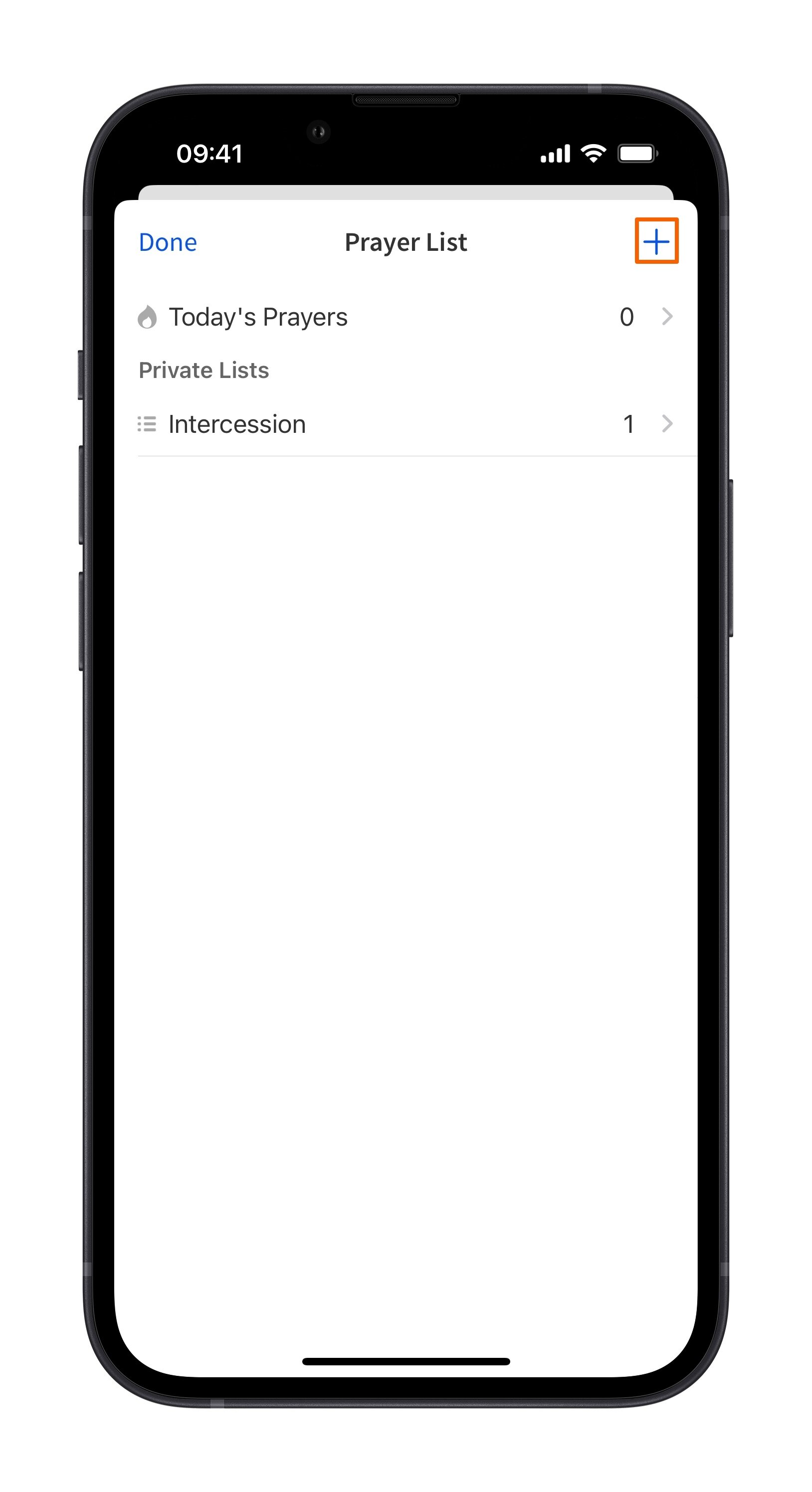 Mobile - Add Prayer List