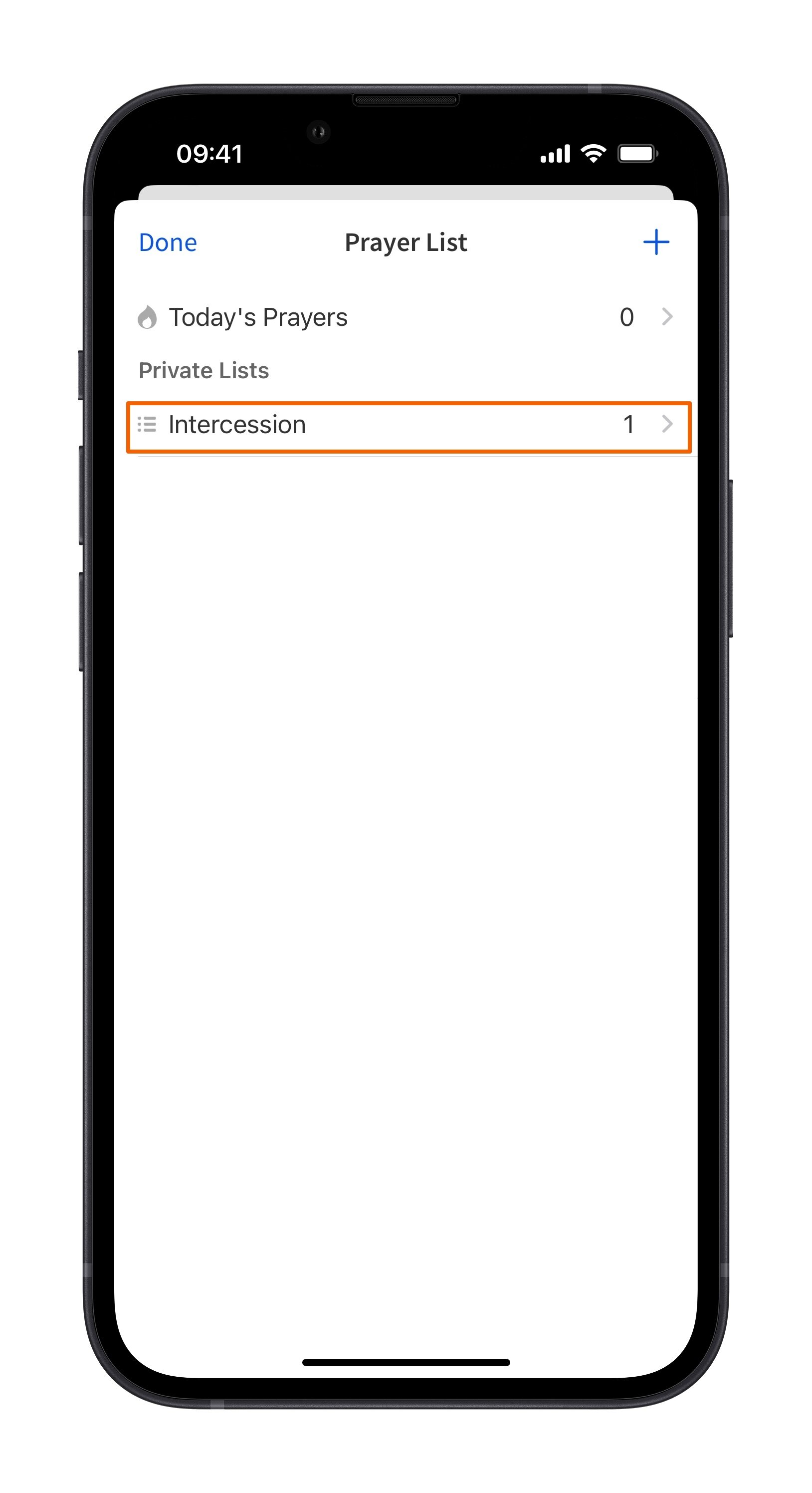 Mobile - Select Prayer List