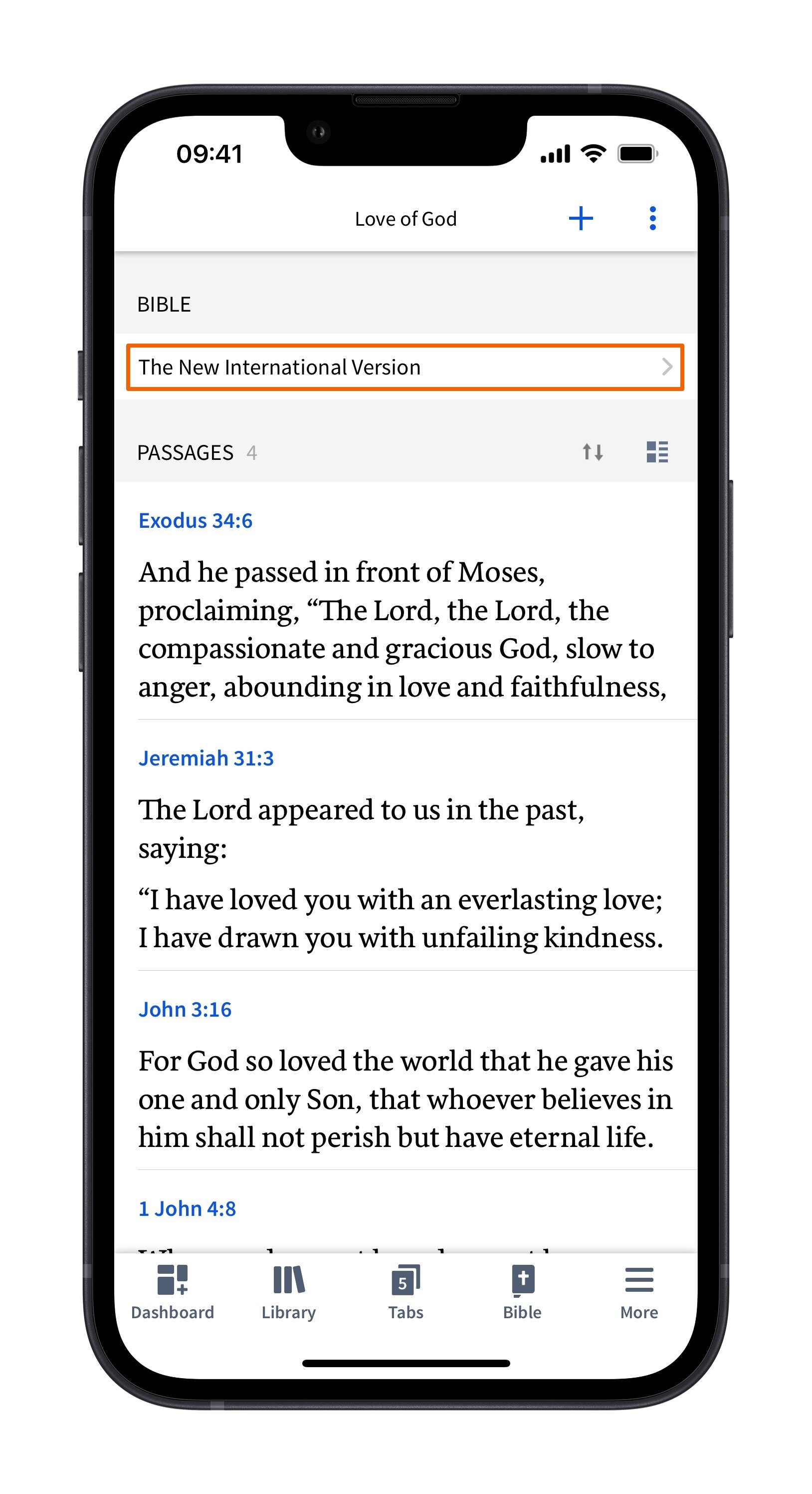 Mobile - Select Bible Used In Passage List