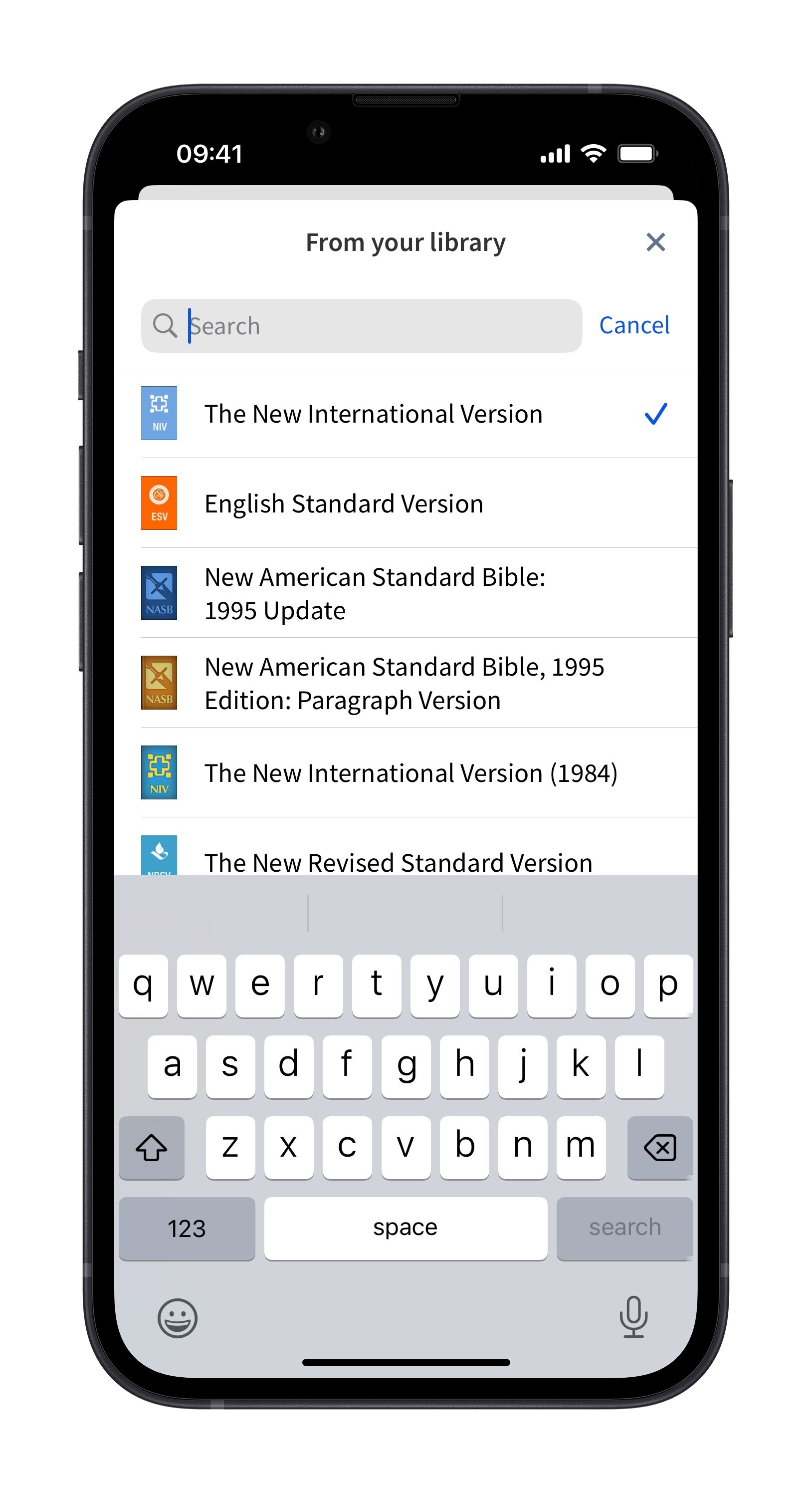 Mobile - Change Bible Used In Passage List