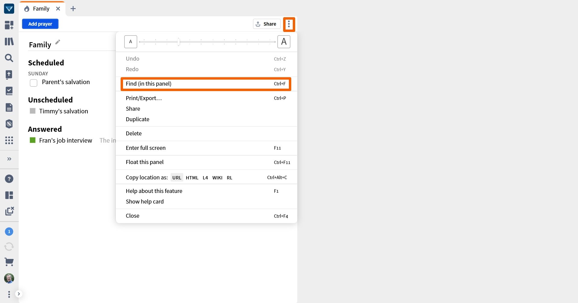 Verbum - Search Prayer Lists