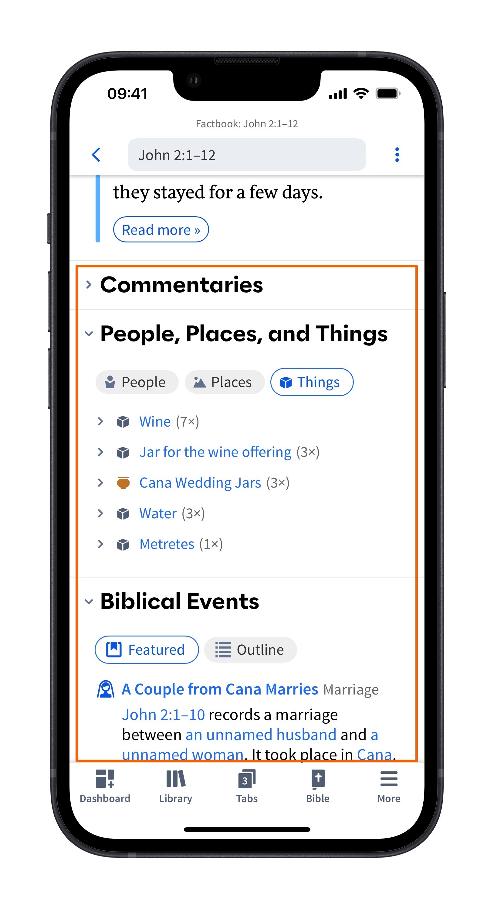 Mobile Factbook - Biblical Passage Sections
