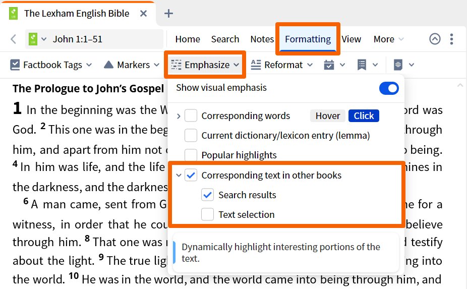 Dynamic Toolbar - Emphasize Corresponding Text