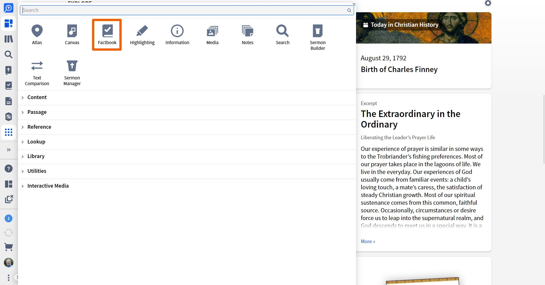 Open Logos Factbook From Tools Menu