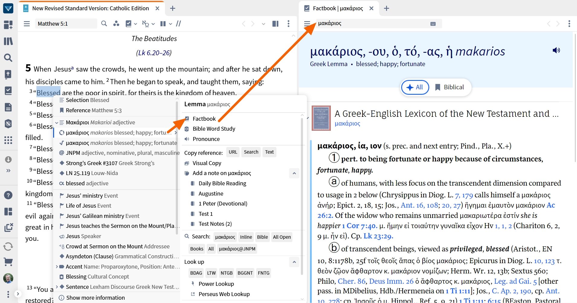 Verbum Factbook OL Word - Lookup