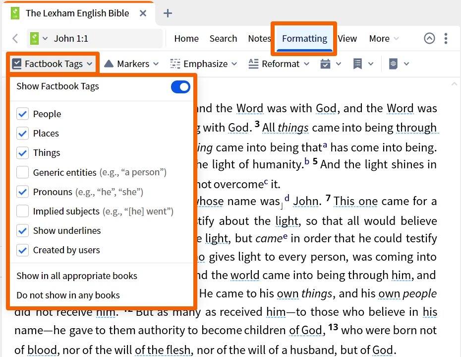 Dynamic Toolbar - Factbook Tags