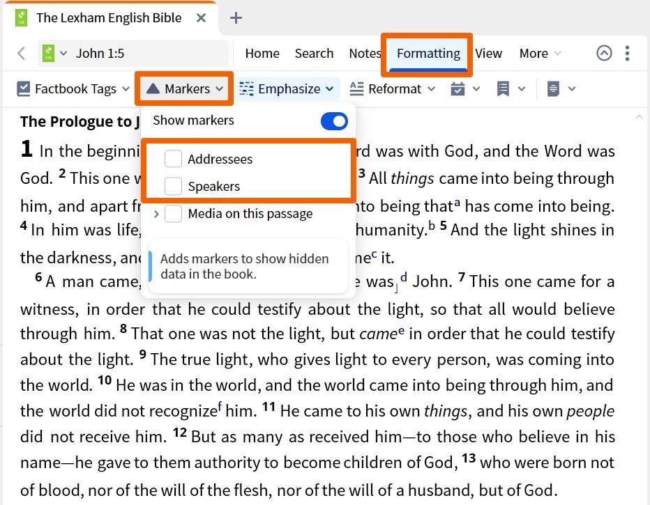 Dynamic Toolbar - Addressees And Speakers