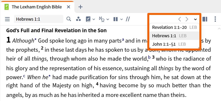 Resource Toolbar - Navigation History