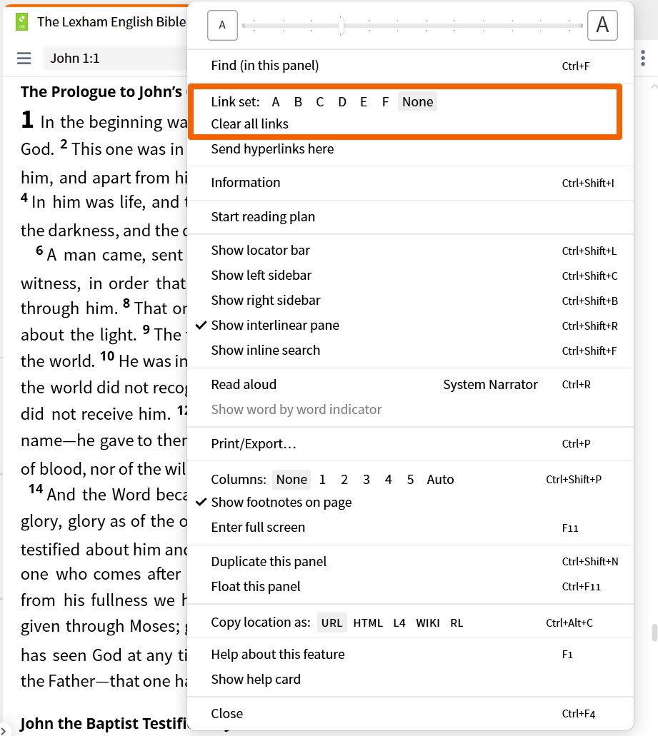 Resource Toolbar - Linkset Controls