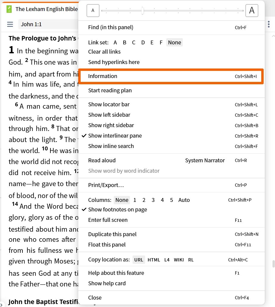 Resource Toolbar - Show Information