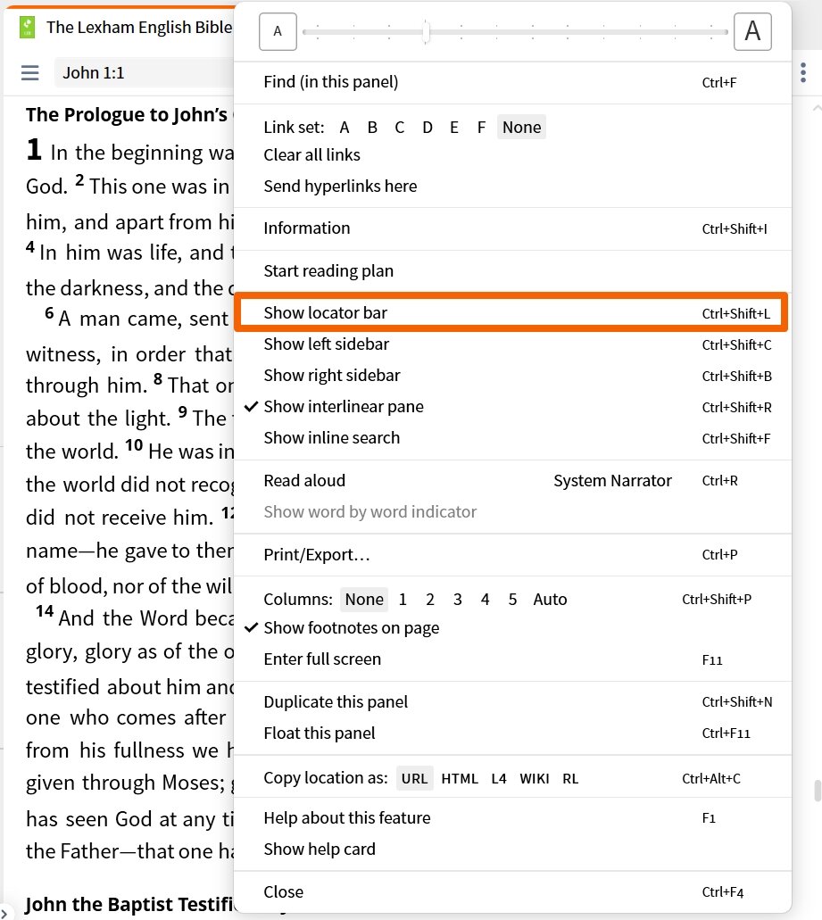Resource Toolbar - Show Locator Bar