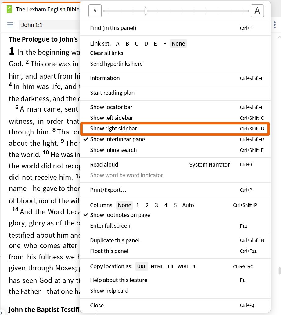Resource Toolbar - Show Right Sidebar