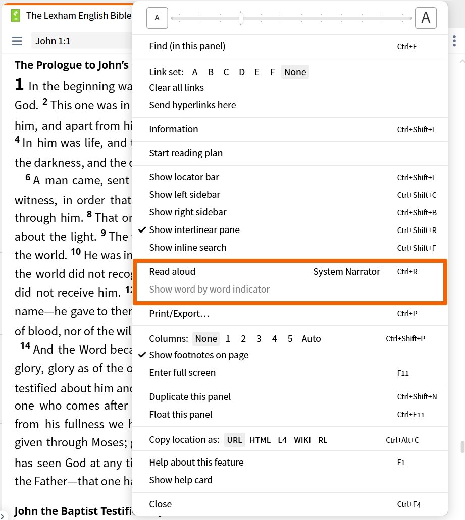 Resource Toolbar - Read Aloud