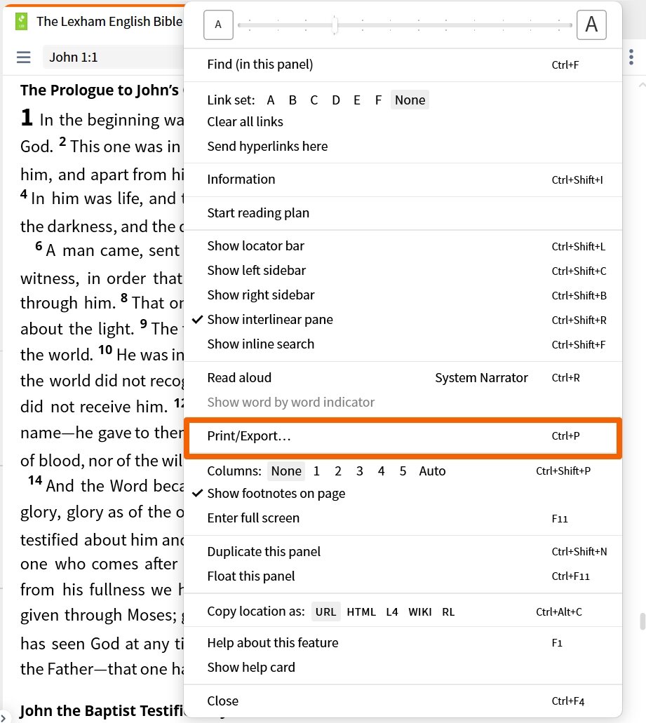 Resource Toolbar - Print Export