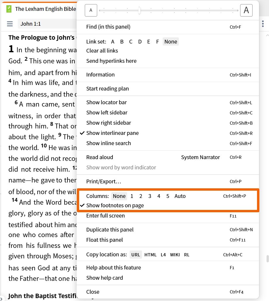 Resource Toolbar - Columns
