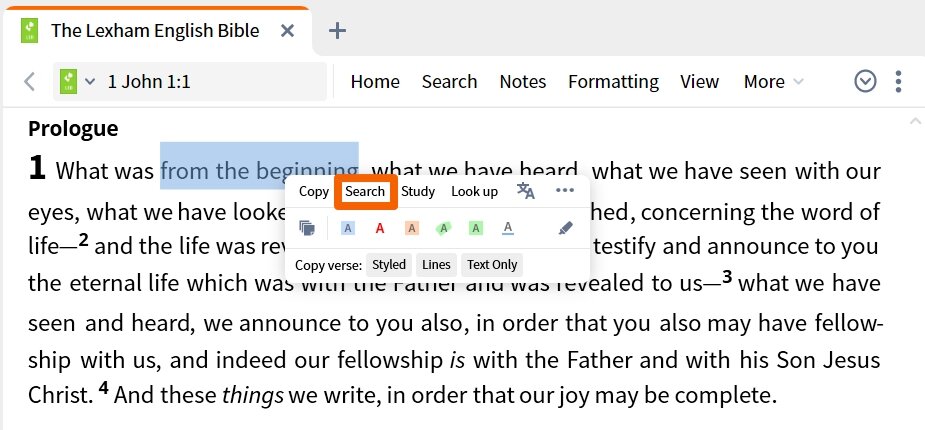 Running Search From The Selection Menu