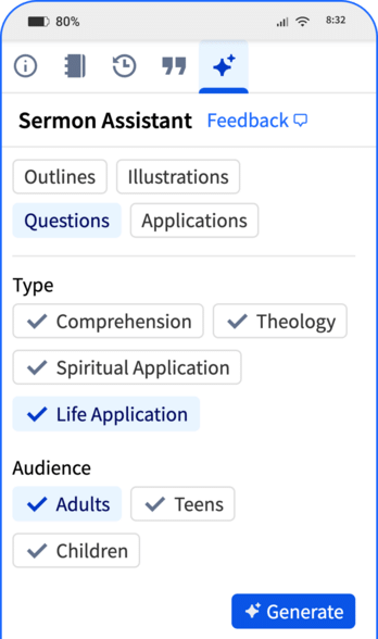 Screen Shot of Sermon Assistant on Phone