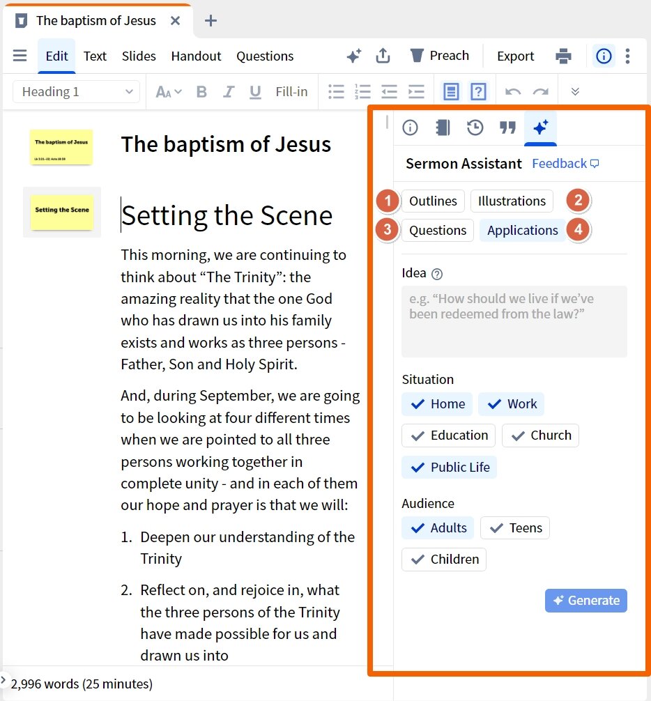 Sermon Assistant Options