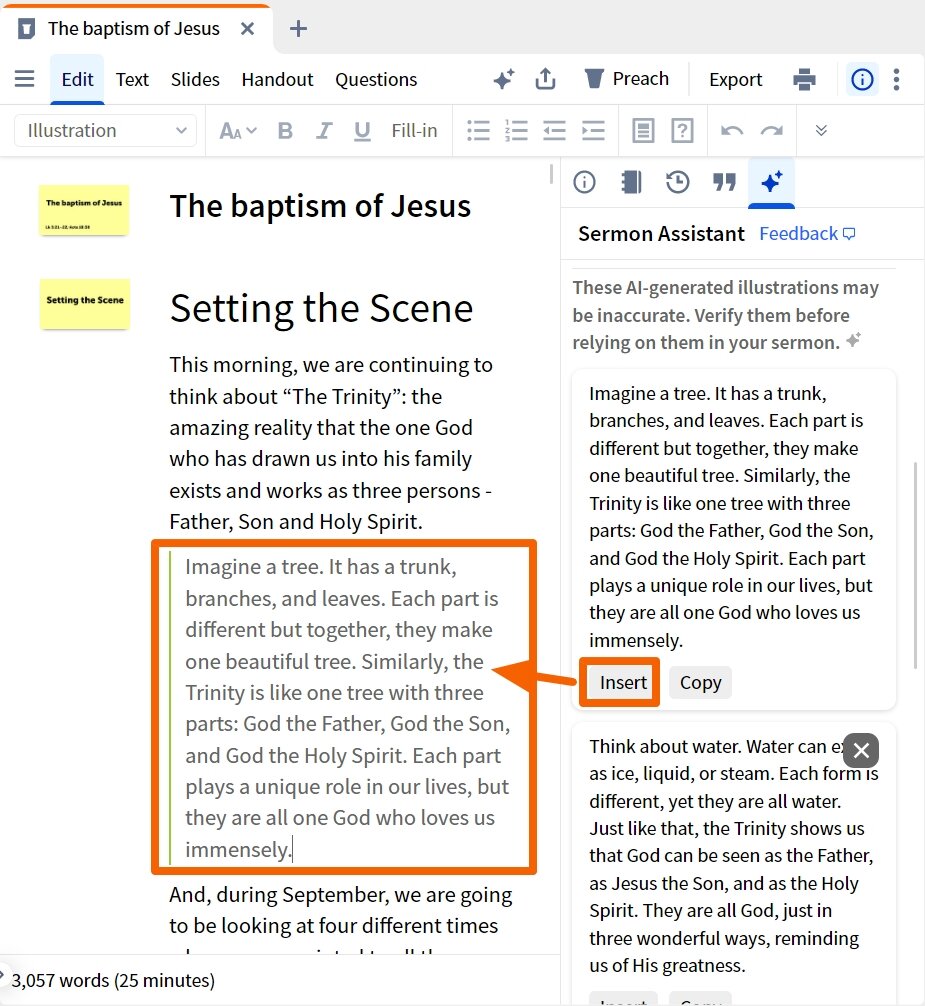Sermon Illustrations - Output