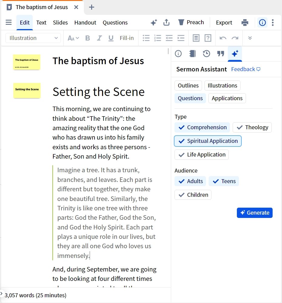 Sermon Questions - Specify