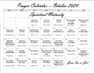 Prayer Calendar - Oct 2024