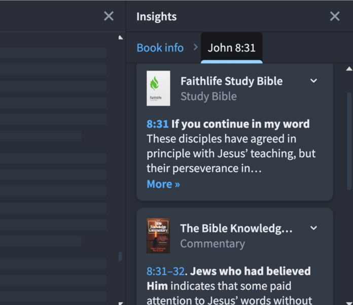 Screen Shot of Logos Insights