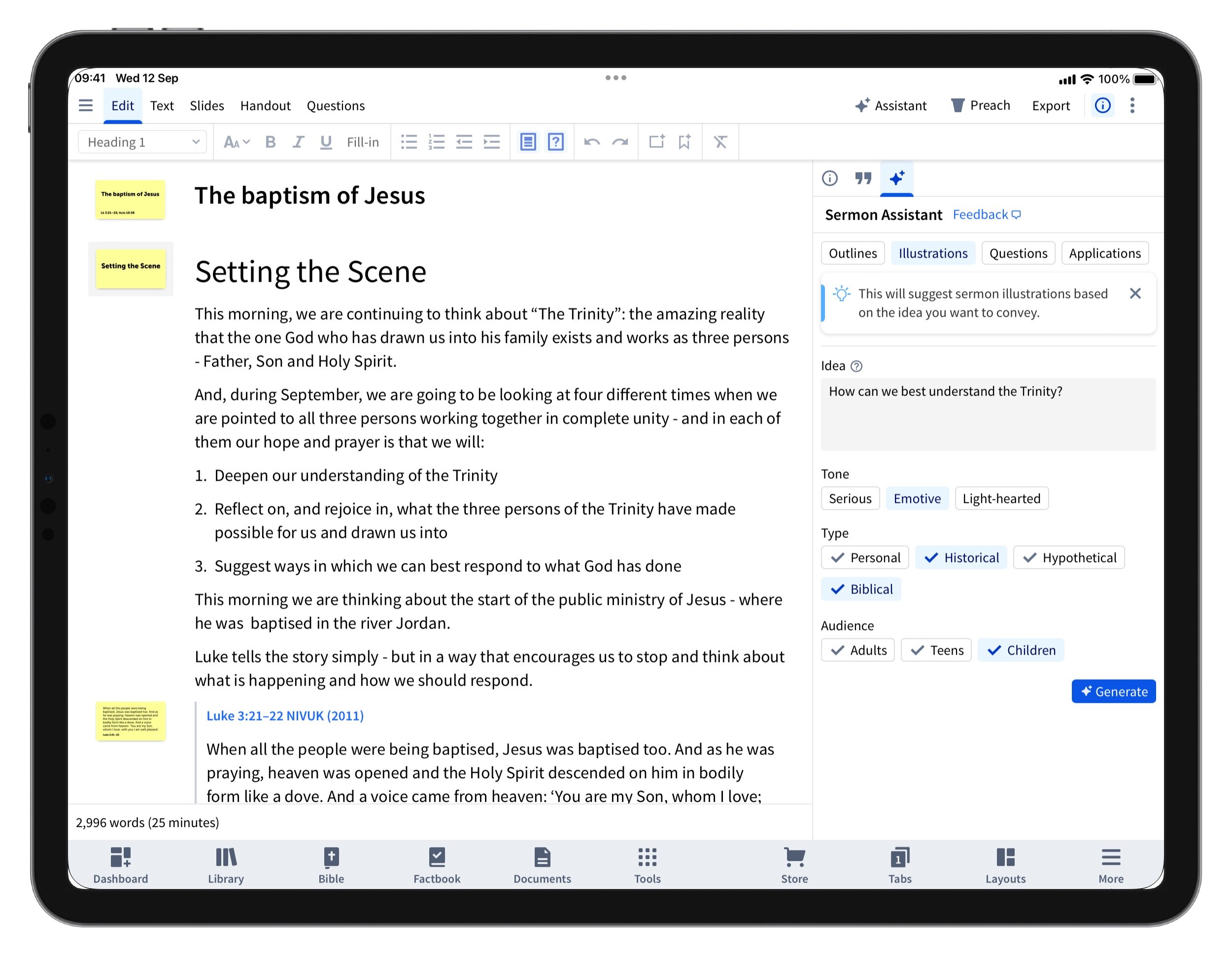 Mobile Sermon Assistant Generate Questions