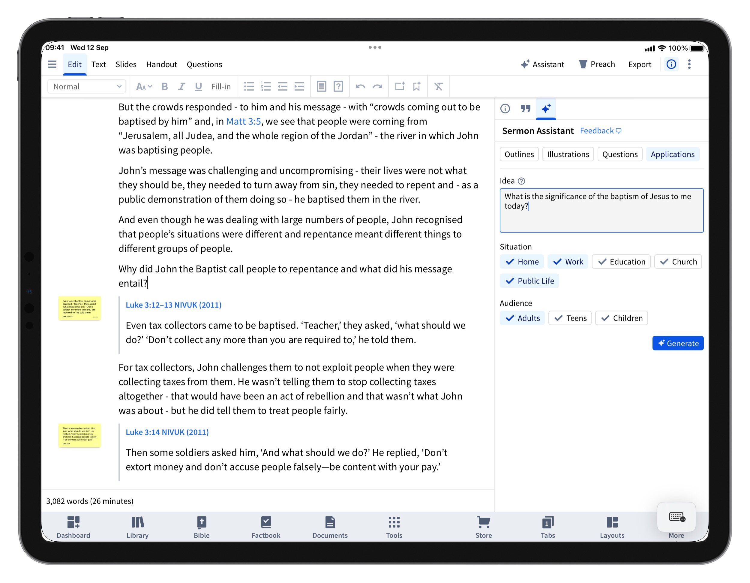 Mobile Sermon Assistant Generate Applications