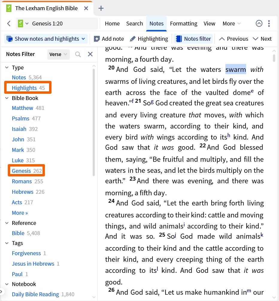 Apply Notes Filters